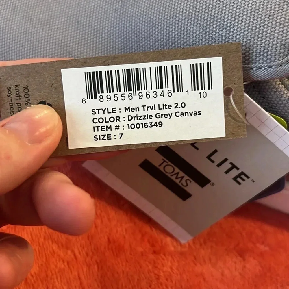 NWT** Toms travel lite 2.0, color: drizzle grey canvas men’s size 7. NWT - Picture 6 of 6